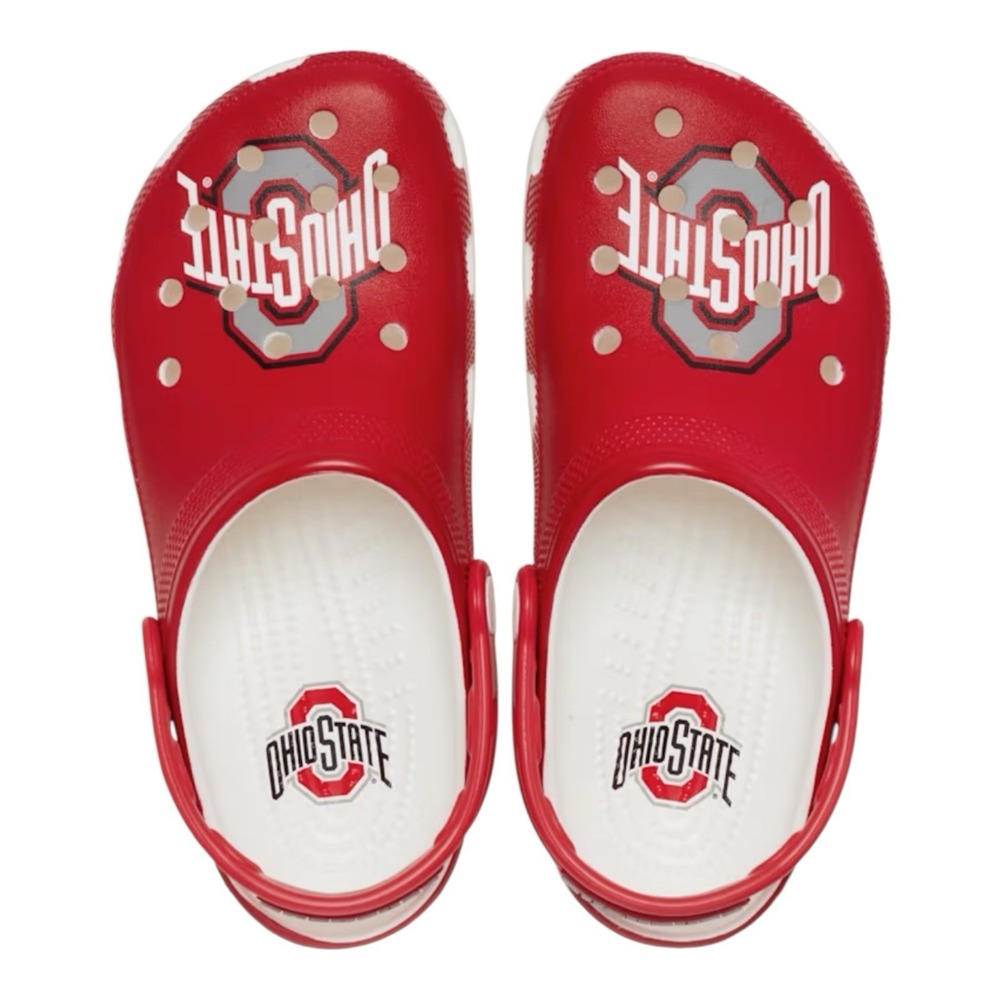 Crocs‎ Ohio State Buckeyes Classic Clogs Mens 7 Womens 9 Red/White Slip On Shoes